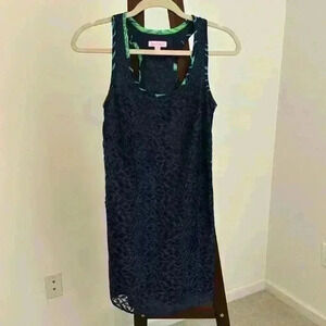 Lilly Pulitzer Betty True Navy Blue Jungle Lace Dress Sz S